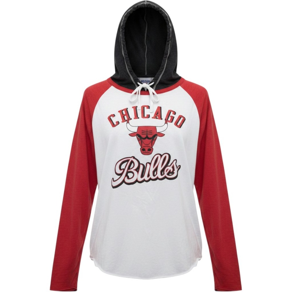 G-III NBA Chicago Bulls Hooded Raglan Long Sleeve T-Shirt Womens 2XL